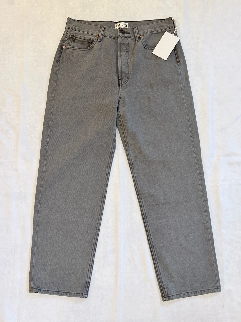 Etica Women 31 Jeans Tyler High Rise Straight Moonstone Gray Organic Cotton NWT